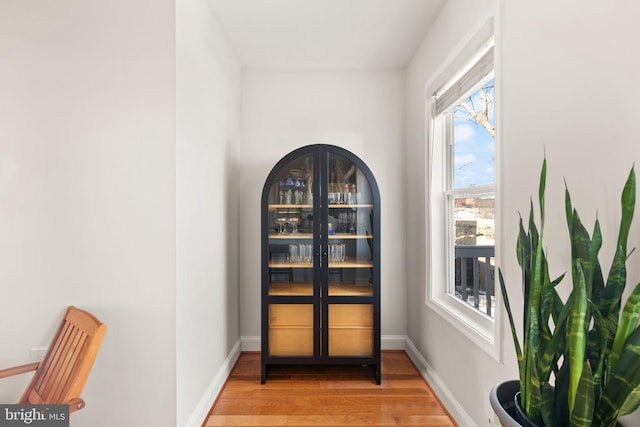 interior details featuring hardwood / wood-style flooring