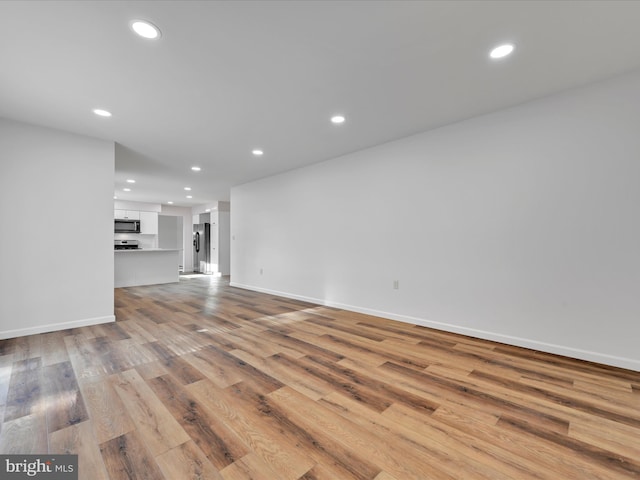 unfurnished living room featuring light hardwood / wood-style floors