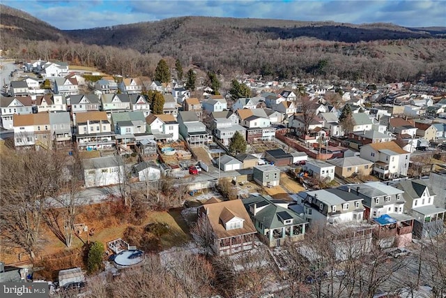 bird's eye view with a mountain view