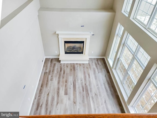 unfurnished living room featuring light wood-type flooring