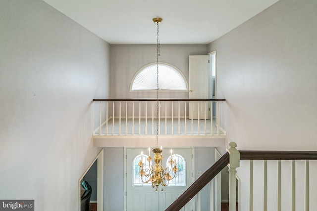 interior details with a notable chandelier