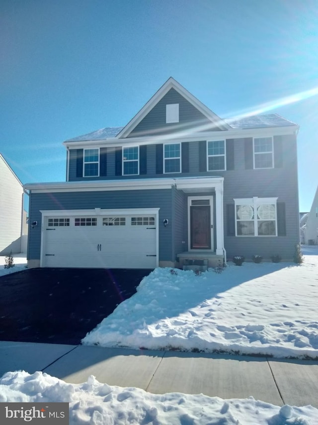 view of front of property with a garage