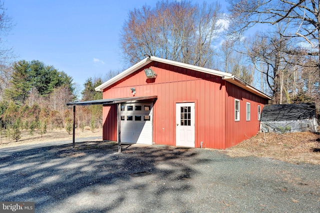 exterior space with an outbuilding