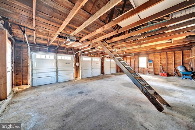 garage with a garage door opener