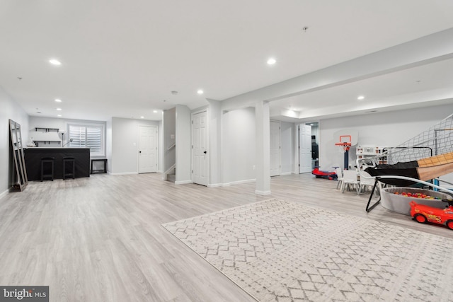 interior space with light hardwood / wood-style floors