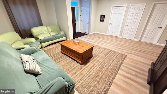 living room with light hardwood / wood-style floors