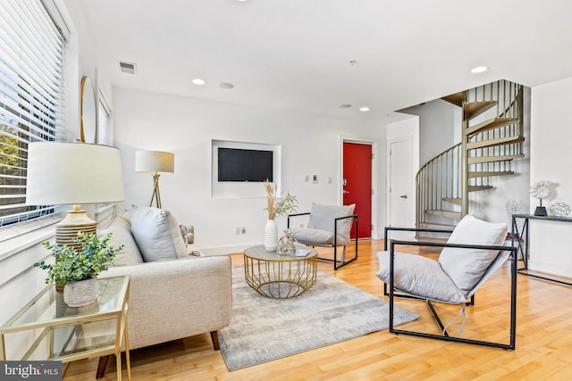 living room with wood-type flooring