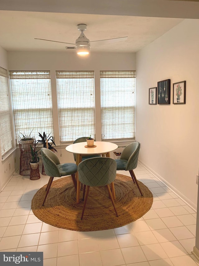 dining room with light tile patterned floors