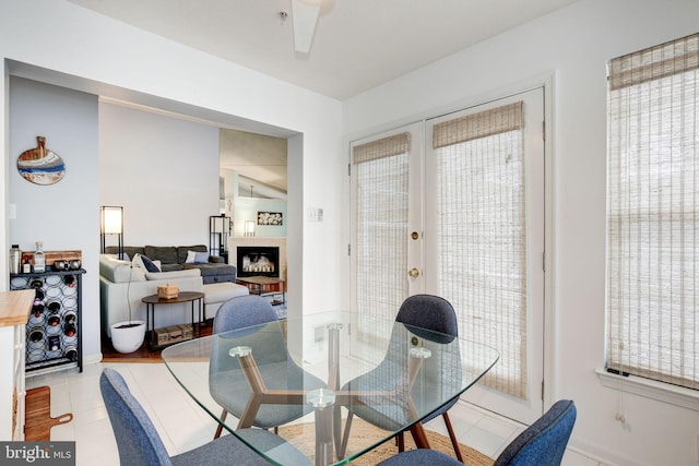 dining area with lofted ceiling