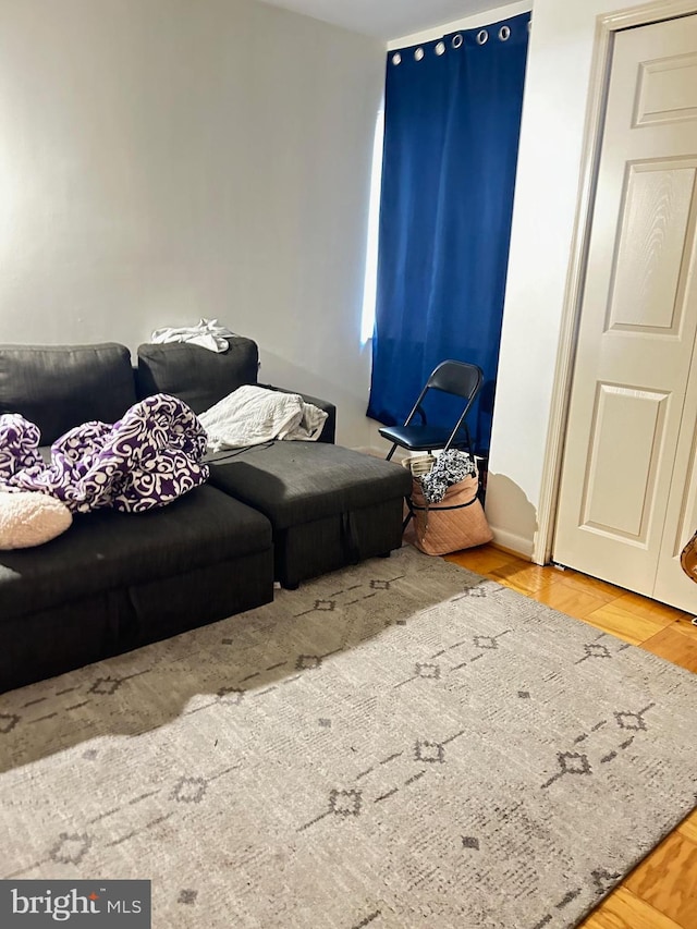 living room with hardwood / wood-style flooring