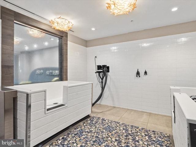 interior space featuring tile patterned flooring