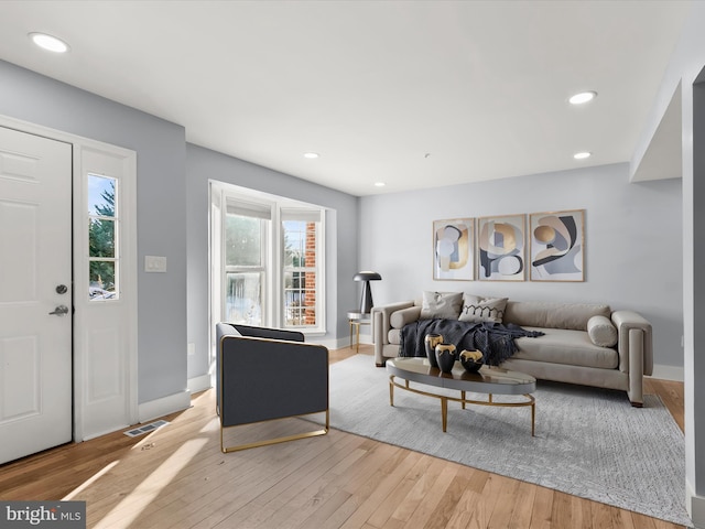 living room featuring light hardwood / wood-style floors