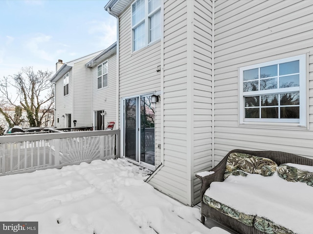 view of snow covered exterior