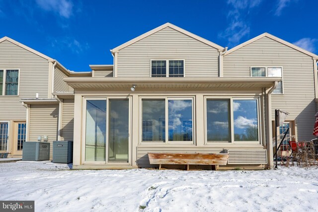 view of snow covered property