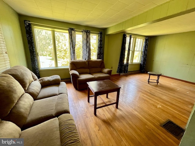 living room with light hardwood / wood-style floors