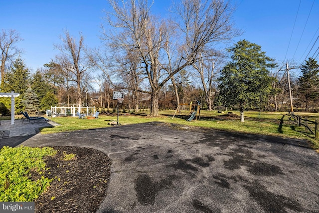 view of yard with a playground