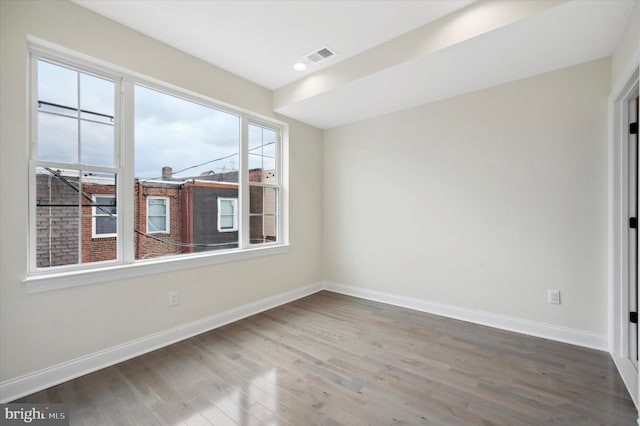 spare room featuring wood-type flooring