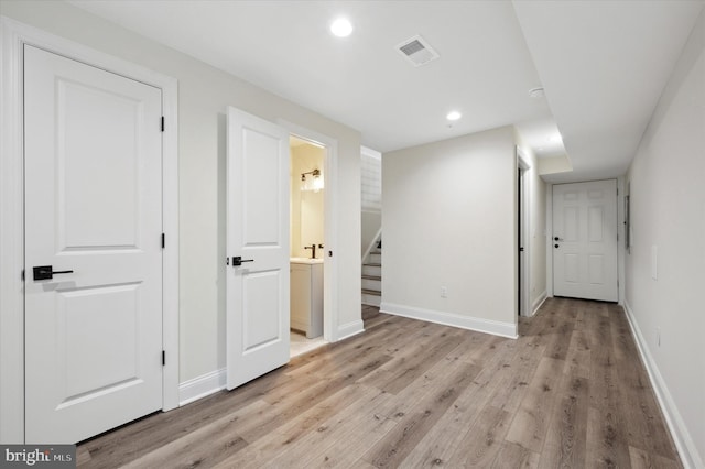 interior space with light hardwood / wood-style flooring