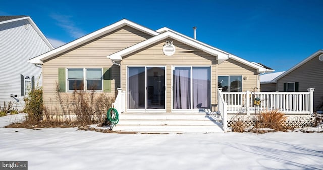 view of snow covered property