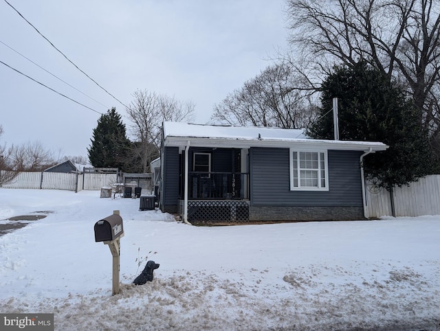 view of front of property featuring central AC unit