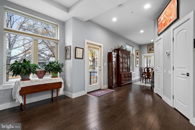 entryway with dark hardwood / wood-style floors