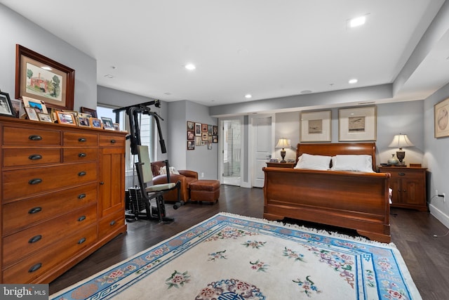 bedroom featuring dark hardwood / wood-style floors