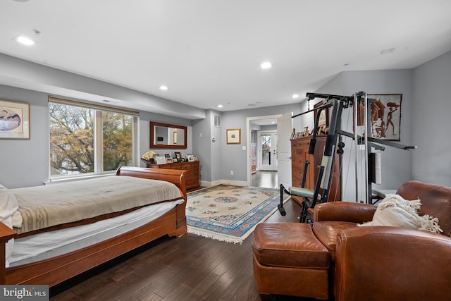 bedroom featuring dark wood-type flooring