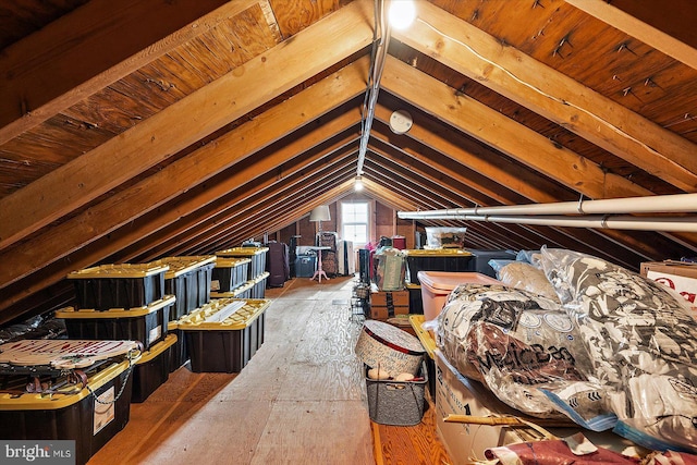 view of unfinished attic