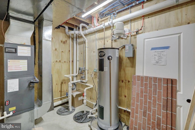 utility room with electric water heater