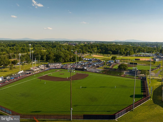 bird's eye view featuring a mountain view