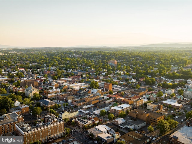 view of aerial view at dusk