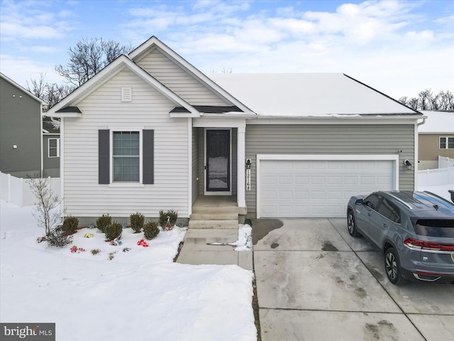 single story home with a garage