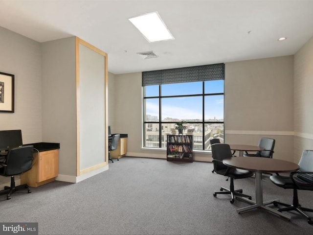 view of carpeted home office