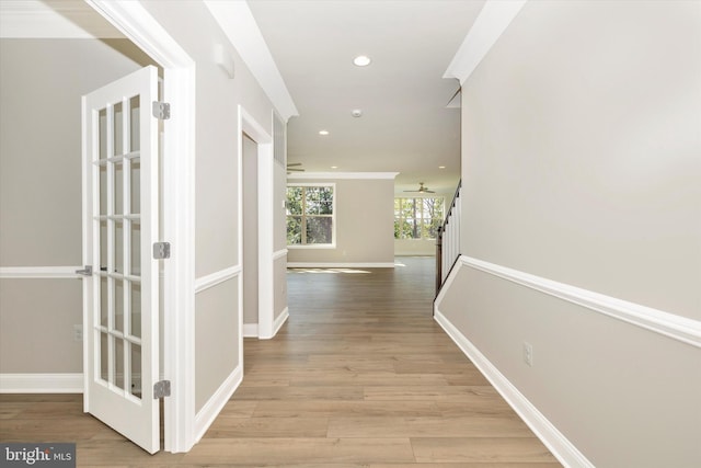 hall with light wood-type flooring