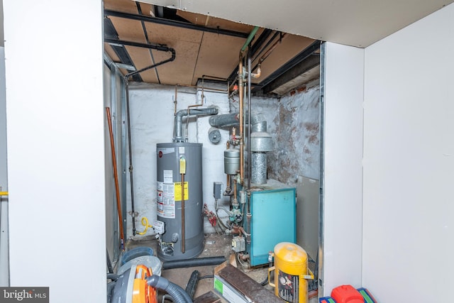 utility room with water heater