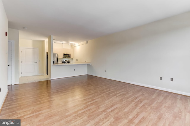 unfurnished living room with light hardwood / wood-style floors