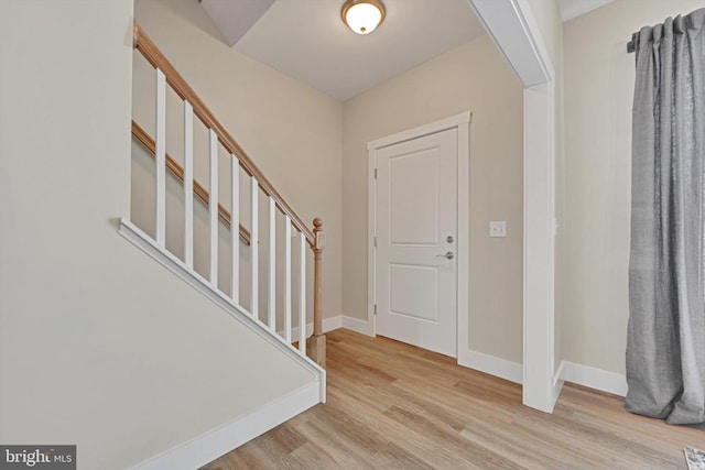 foyer entrance featuring light hardwood / wood-style floors