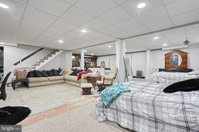 bedroom with a paneled ceiling