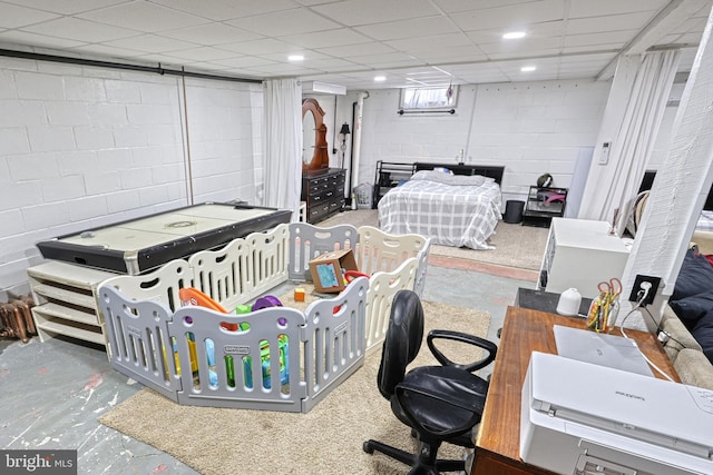 bedroom with concrete flooring