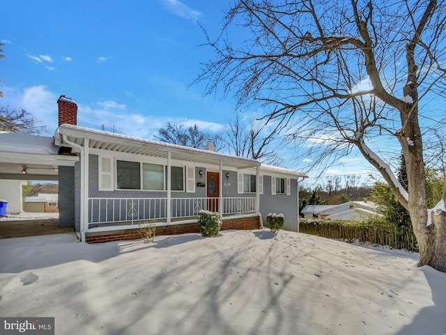 view of front of home featuring covered porch