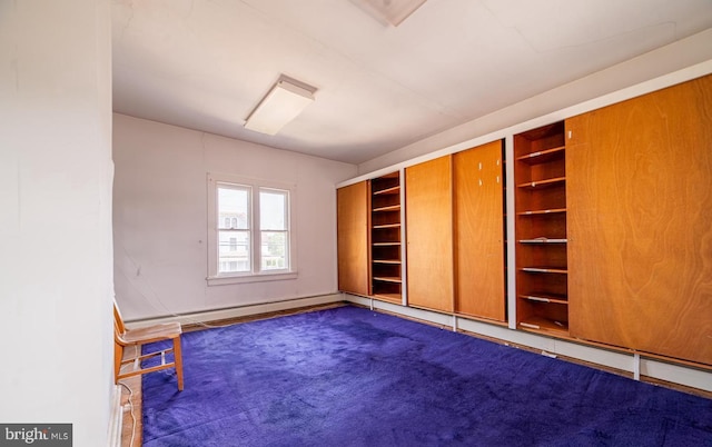 interior space with a baseboard heating unit