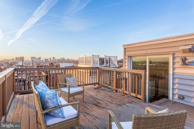 3002 Mckay Ct, Baltimore, MD 21224 - wooden deck featuring a skyline view
