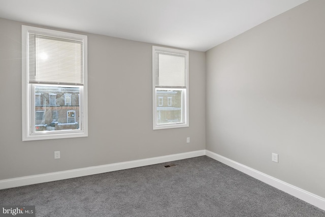 carpeted spare room featuring a wealth of natural light