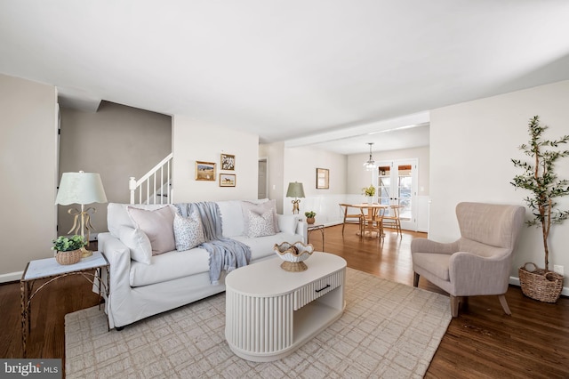 living room with hardwood / wood-style floors