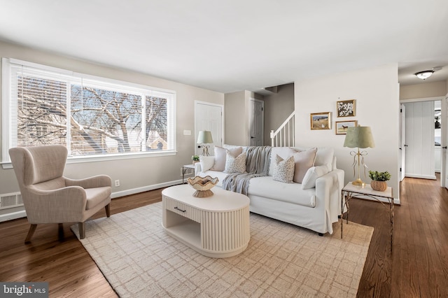 living room with hardwood / wood-style floors