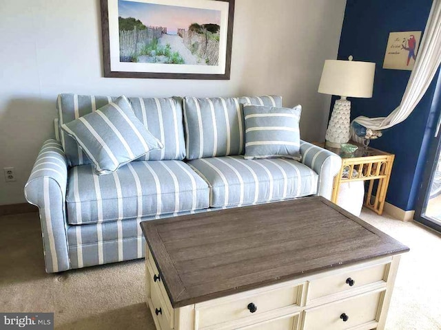 living room featuring carpet flooring