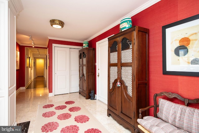 interior space featuring crown molding