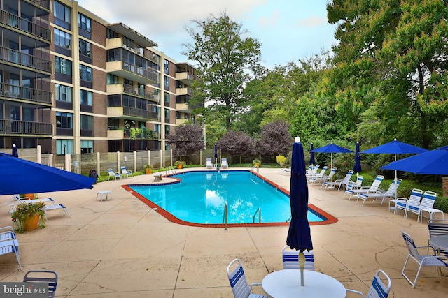 view of pool with a patio area