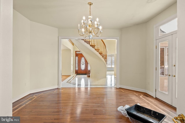 interior space with a notable chandelier