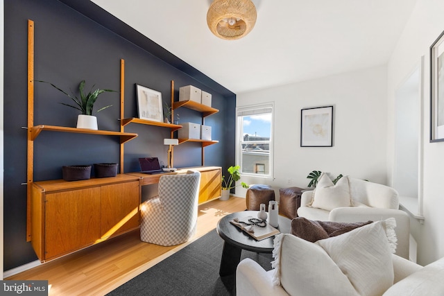 living room with light wood-type flooring